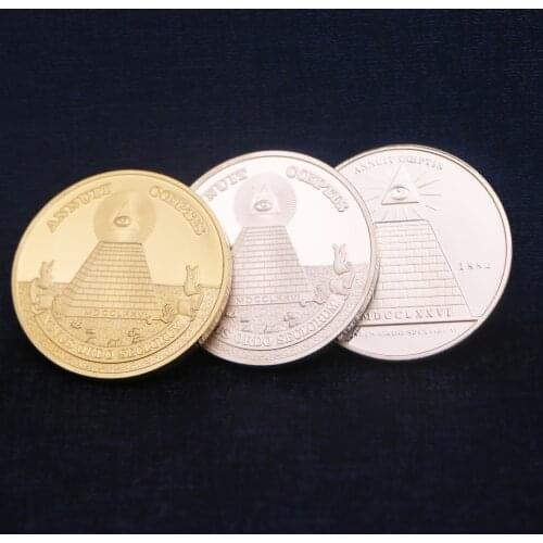 Freemason Brotherhood Masonic Silver Gold Plated 1 oz Commemorative Coins USA Novus Ordo Seclorum Collectibles Souvenir Gifts
