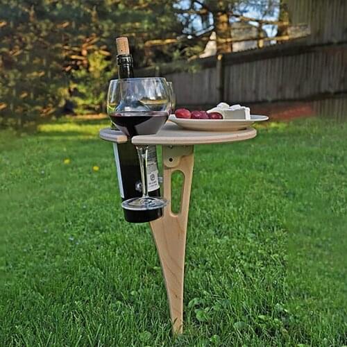 Hot Outdoor Wine Table Portable Picnic Table Wine Glass Rack Collapsible Table for Outdoors Garden Travel