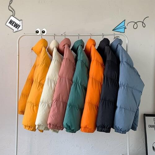 Korean Fashion Solid Colors Bubble Coat Winter Jacket Hipster Zipper Parkas Harajuku Green Black Puffer Jackets S-3XL