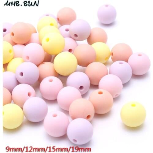 MHS.SUN Food grade silicone teething beads candy color mixed loose nursing chewable beads for DIY infant baby jewelry 100pcs/lot