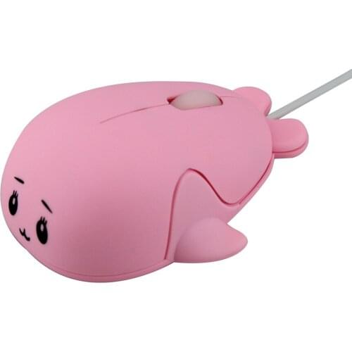 Cute Cartoon Dolphin Mini USB Wired Mouse PC Computer Pink Blue Mice 3D USB Optical Mause for Children Gifts Laptop Accessories