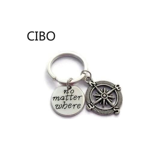 2019 New No matter where Keyring Unique Compass Metal KeyChain Gift Camping Equipments Hiking Accessory