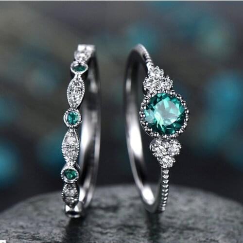 New 925 Sterling Silver Ring Inlaid Emerald Zircon Ring Wedding Ring Female High Jewelry Gift