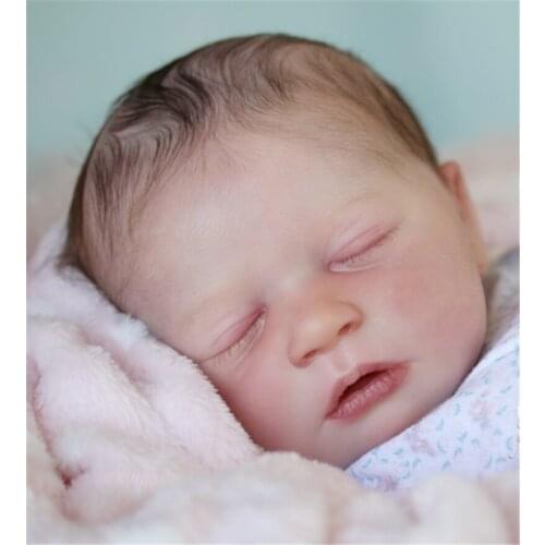 NPK 18.5 Inches Reborn Doll kit Skya Sleeping Baby Lifelike Newborn Unpainted Unfinished Doll Parts DIY Blank Doll Kit