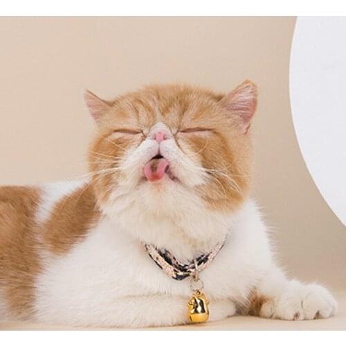 Japanese Style Cat Necklace Cute Cat Collar With Bell Pendant Adjustable Collar Small Dog Collar Positioning