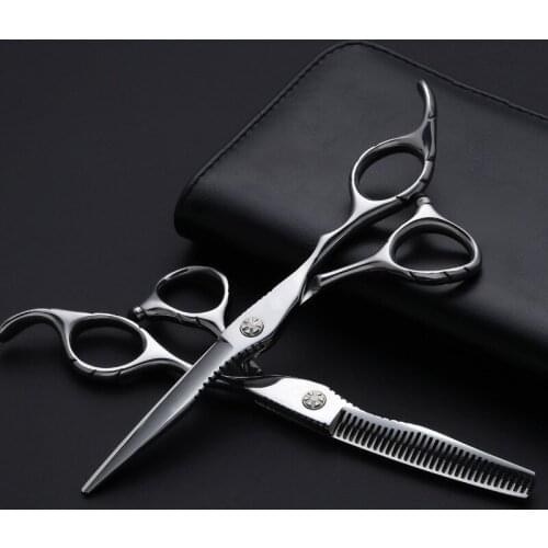 Professional Japan 440c steel 6 '' hair scissors haircut thinning barber makas scisors cutting shears hairdresser scissors set