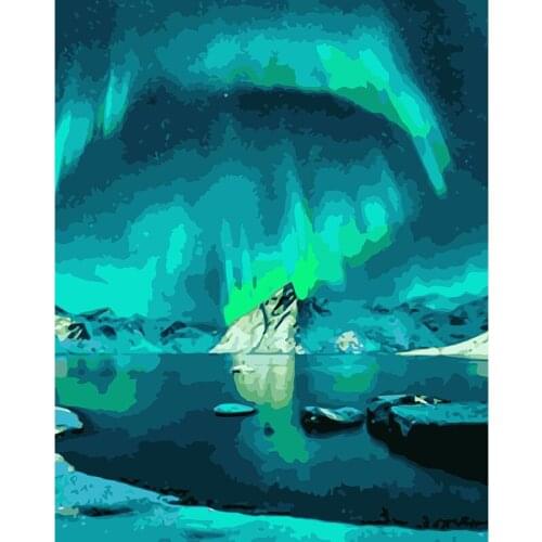 ROYALDREAM Aurora Borealis Abstract Painting Diy Digital Painting By Numbers Modern Wall Art Picture For Home Wall Artwork