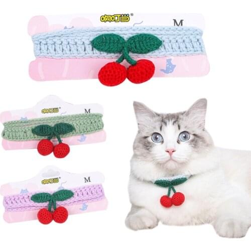Cat Collars Handmade Wool Woven Puppy Collars Collars Cute Fashion Cat Collars Adjustable Pet Collars Cat Supplies Dog Collars
