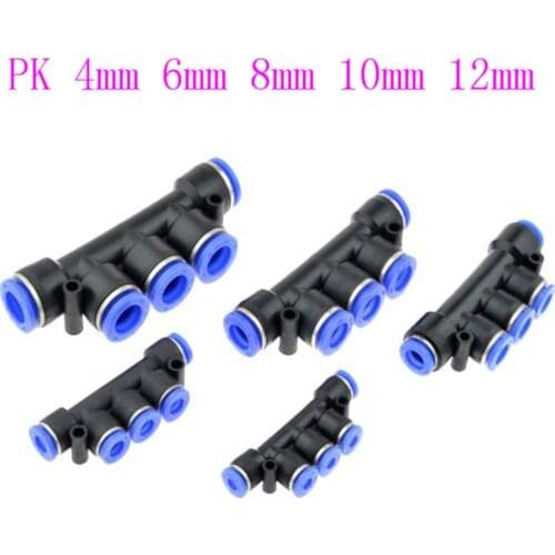5 pcs Air Pneumatic Fitting PK 4mm 6mm 8mm 10mm 12mm OD Hose Tube Push In 5 Port Gas Quick Fittings Connector Coupler