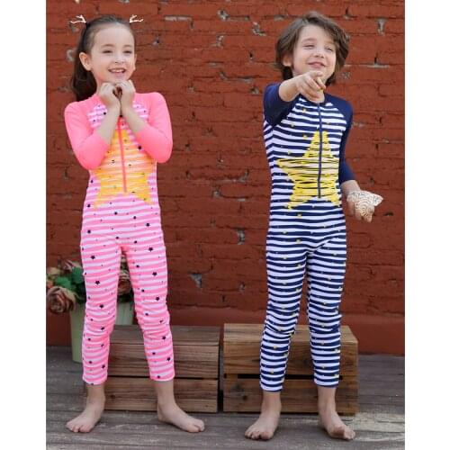 Vivo-biniya One-piece Swimwear Long Sleeve Rash Guard Girls Boys Swimming Suit Sun UV Protection UPF 50+ Beach Shirt w/ Cap Kids