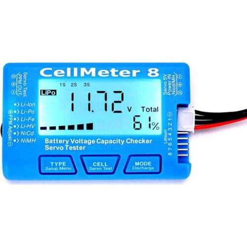 LCD Digital Battery Capacity Checker CellMeter 8 8S Servo LiPo Li-Ion NiMH Battery Voltage Checking CellMeter for RC Drone