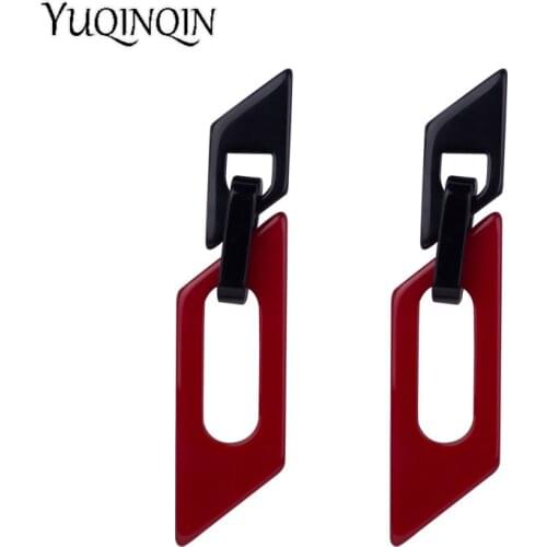 Vintage Fashion Resin Earrings for Women Big Long Prismatic Geometric Acrylic Drop Earring for Girls Elegant Gifts Party Jewelry