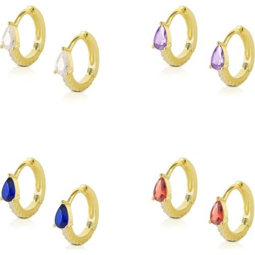 BOKAO 2021 Trend 925 Sterling Silver Hoop Earrings Piercing Water Drop Huggie Aretes Jewelry for Woman Pendientes CZ Bijoux Aros