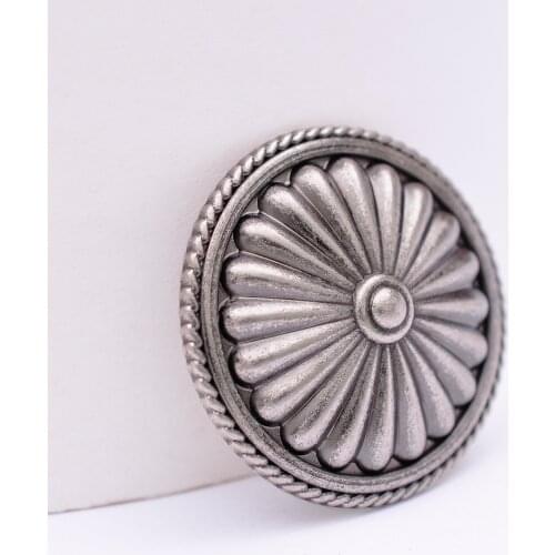10PCS 35mm WESTERN ANTIQUE SILVER ROUND ROPE PARACHUTE LEATHERCRAFT BELT CONCHOS RIVETBACK