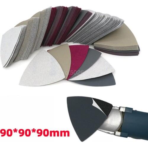 10PCS Sponge 90*90*90MM For Wet Dry Triangle Flocking Sanding Disc Hook Loop Sandpaper Silicon Carbide Abrasive Polishing Tools