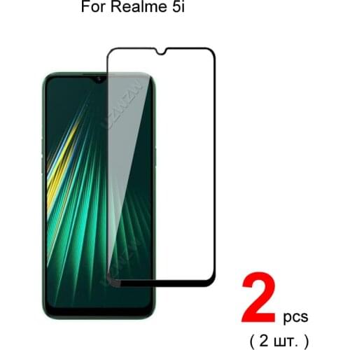 2pcs For Realme 5i Full Cover Tempered Glass Screen Protector Protective Glass Guard Film