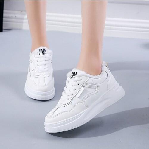 2020 Winter Women Shoes Warm Fur Plush Lady Casual Shoes Lace Up Fashion Sneakers Platform Snow Boots Big Size NW3080