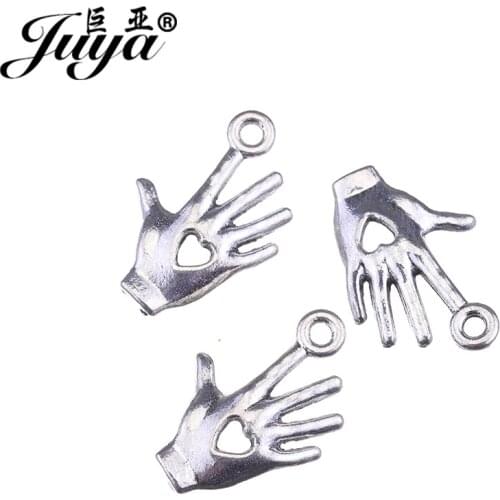 30pcs/lot 18.5x12.5mm Zinc Alloy Hands Shape Charms Pendants for Bracelet Necklace Jewelry Making DIY Handmade Accessories JUYA