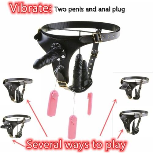 Vibrator Dildo Penis Vagina Butt Anal Plug Lesbian Sex Toys BDSM Leather Underwear
