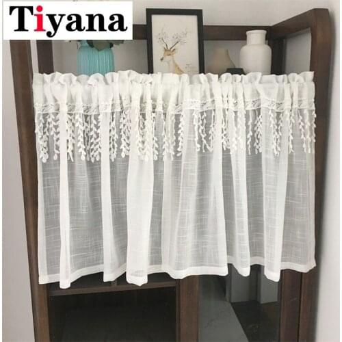 White Short Curtain Sheer Tulle For Window Display Desk Occlusion Curtain Home Living Room Kitchen Partition Door JK325Y