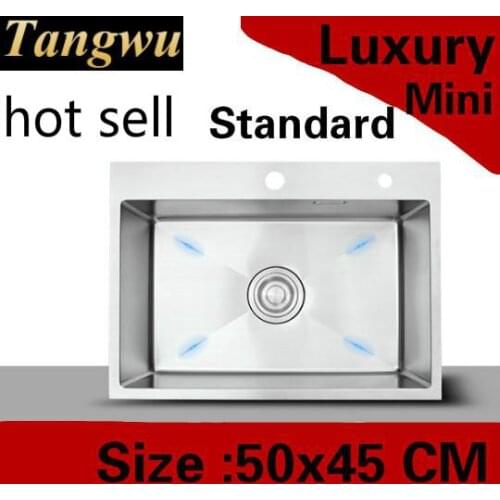 Free shipping Apartment kitchen manual sink single trough small high quality 304 stainless steel hot sell 500x450 MM