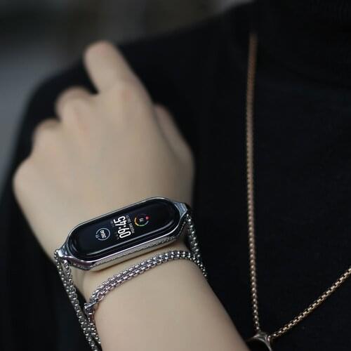 Necklace for Mi Band 5 Strap Pendant for Xiaomi Mi Band 5 Metal Bracelet Wristband for Miband 5 Band Hanging Neck Decoration