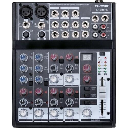 100% original TAKSTAR XR-210FX Karaok Digital Mixing Console Simple Flexible Effective Mixer Console Premium 10 Input 100 kinds