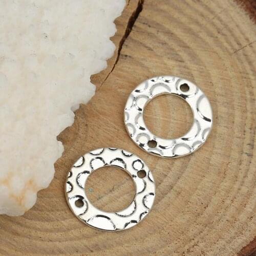 DoreenBeads Fashion Zinc Based Alloy Connectors Circle Ring silver color Circle Style Jewelry DIY Findings 15mm Dia, 50 PCs