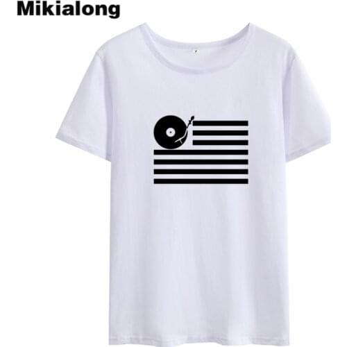 Mikialong Music Punk Rock Tshirt Women 2018 Summer Short Sleeve Loose Tumblr T Shirt Women Black White Cotton Tee Shirt Femme