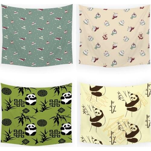 Cartoon animal panda macrame wall tapestry boho decor wall blanket decor wall hanging tapestry bohemian curtains kawaii tapestry