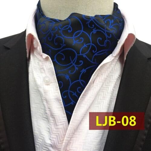 Fashion Classic Design Ties Luxury Blue Beautiful Paisley Ascot Stylish British Style Jacquard Woven Ascots for Adult