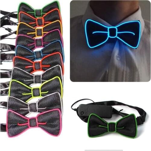 Fashion Men LED EL Wire Necktie Luminous Neon Flashing Light Up Bow Tie For Club Cosplay Evening Party Decoration NYZ Shop