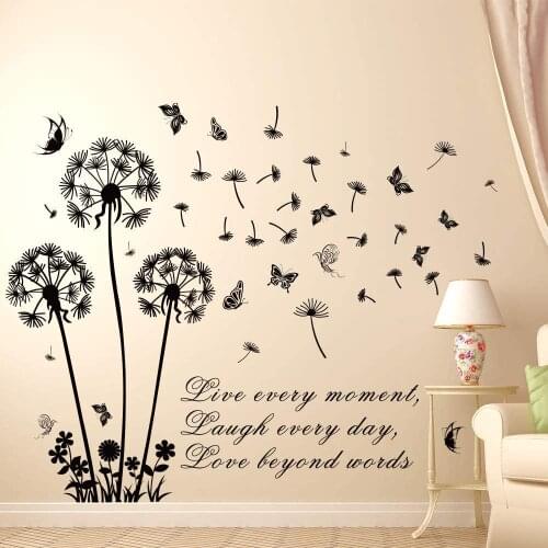 Dandelion Butterfly Live Laugh Love Wall Decal Bedroom Living Room Inspirational Quote Flying Animal Wall Sticker Kids Room Viny