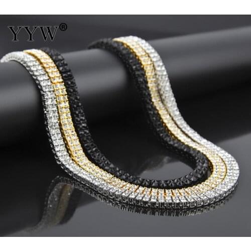8mm Stainless Steel Necklace For Men Zinc Alloy Women Curb Cuban Chain Link Chokers Rapper Hip Hop Metal Rhinestone Necklace