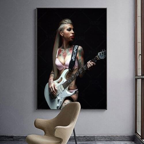 Pop Rock Band Heavy Metal Music Tattoo Sexy lady Beauty and Art Home Canvas PaintingDecorCanvas Painting