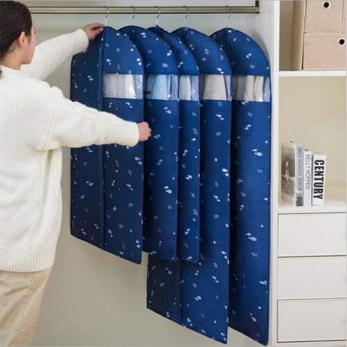 Dustproof Cover Bag For Suit Coat Thicken Clothing Hanging Pockets Household With Zipper Clothes Storage Bag Bedroom Assistant