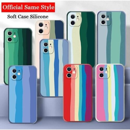 Rainbow Funda de silicona líquida para móvil iPhone 11 12 Pro Max XS X XR 12 Mini 6 6S 7 8 Plus Hot search shockproof cover