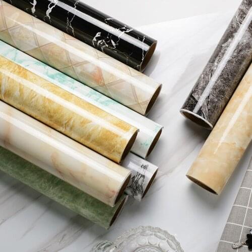 PVC Self Adhesive Film Waterproof Marble Wallpapers DIY Contact Paper Wall Sticker Bathroom Kitchen Countertops Home Decorative