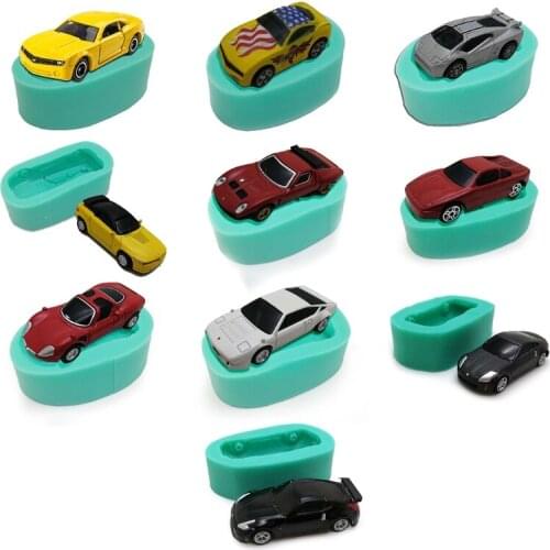 DIY Handmade Car Shape Silicone Molds For Cake Decorating Chocolate Fondant Mold Sports Racing Cars Soap Clay Mould Baking Tools