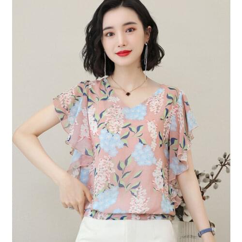 Chiffon Shirt WomenS Short-Sleeved New Summer Tops Korean Style Loose And Thin WomenS T-Shirt Shirt Western Fashion