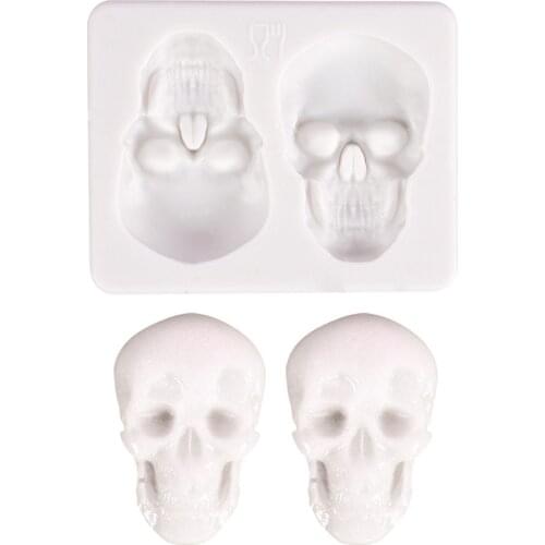 Halloween Silicone Cake Mold 3D Skull Head Chocolate Baking Moulds Hand Soap Mold Baking Accessories Kitchen Utensils