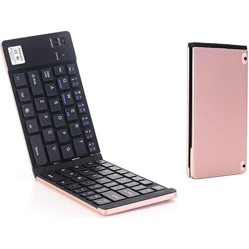 Folding BT Wireless Keyboard 66 Keys Mini Portable Office Keyboard with Stand for Phone/Tablet/Laptop