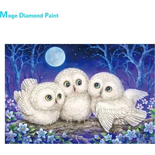 Three Little White Owls Diamond Painting Animal Round Full Drill Cartoon Nouveaute DIY Mosaic Embroidery 5D Cross Stitch Gifts