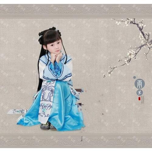 Yu Lan Republican Period Little Maid Xiuhefu Costume Kids Costume for Childrens Day or Photography Stage Performance Hanfu