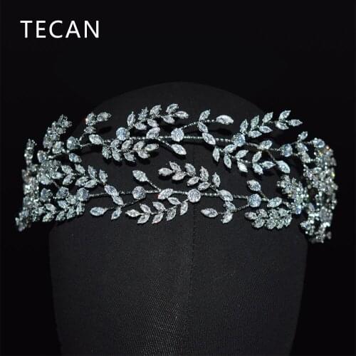 Luxury bridal tiara high quality crown king Double leaf zircon hair accessories for women tiaras wedding headband jewelry
