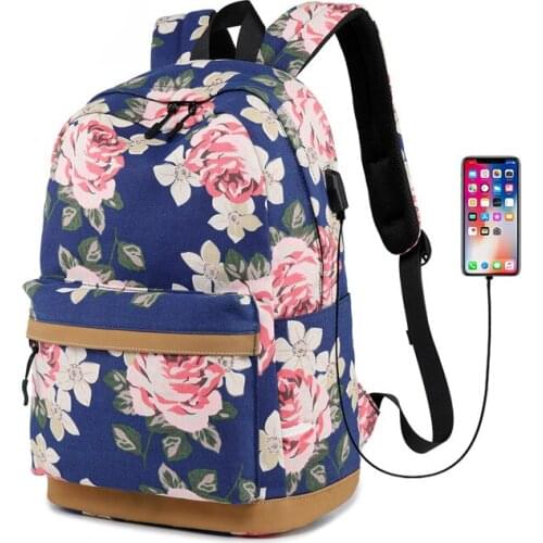 Women Travel Backpack USB Charging Small Fresh School bags Laptop Rucksack Female Student Backpack School Bag for Teenage Girls