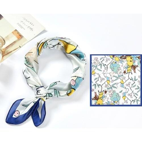 2020 Ladies Silk Satin Hair Scarf For Women Small Square Scarf Headband Hairband Scarf Mountain Stream Scarf Printing Scarf