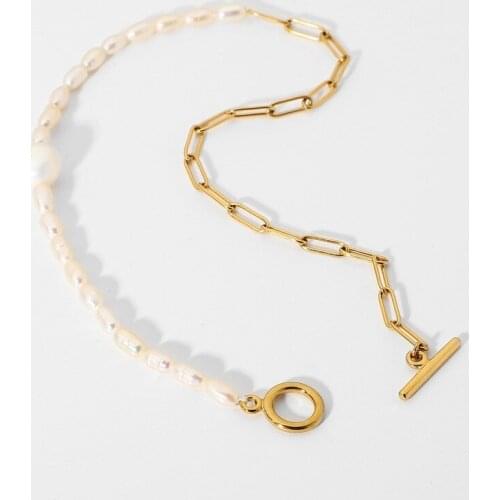Minar Fantisy Irregular Baroque Pearl Beaded Necklace for Women Gold Color Link Chain Patchwork Chokers Necklace Accessories