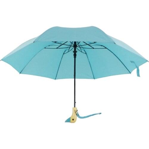 Beach Umbrella 8 Bones Wood Duck Head Handle Umbrella Rain Women Automatic Dual-folding Umbrella Outdoor Rain Gear Cute Umbrella