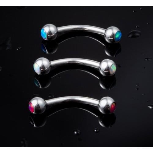 1pc Stainless Steel Eyebrow Piercing Women Opal Curved Barbells Tragus Bar Body Jewelry Lip Helix Earlets Rings Jewelry 16G